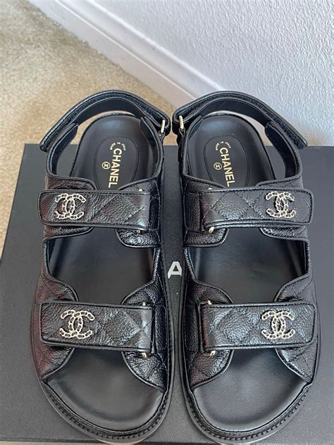 chanel patent calfskin sandals silver for sale|authentic chanel sandals.